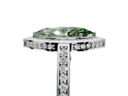 Halo Engagement Ring Setting for Fancy Green Marquise Center with Framed Halo, Pave Band and Prong Head in Platinum