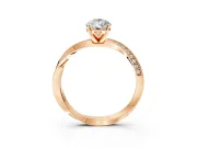 Side Accent Engagement Ring Setting for Pear-Shaped Center with Accent Shoulders and Prong Head in Rose Gold