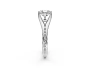 Solitaire Engagement Ring Setting for Asscher Cut Center with Milgrain Cathedral Band and Prong Head in Sterling Silver