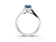 Solitaire Engagement Ring Setting for Fancy Blue Emerald Cut Center with Round Cut Channel Band and Prong Head in Sterling Silver