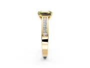 Solitaire Engagement Ring Setting for Fancy Yellow Emerald Cut Center with Princess Cut Channel Band and Prong Head in Yellow Gold