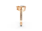 Halo Engagement Ring Setting for Heart-Shaped Center with Milgrain Halo, Pave Band and Prong Head in Rose Gold