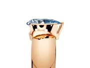 Tension Engagement Ring Setting for Fancy Blue Pear-Shaped Center with Wide Flat Band and Tension Head in Rose Gold