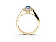 Halo Engagement Ring Setting for Fancy Blue Marquise Center with Raised Halo, Pave Band and Prong Head in Yellow Gold