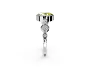 Vintage Station Engagement Ring Setting for Fancy Yellow Oval Center with Accents and Prong Head in Platinum