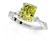 Solitaire Engagement Ring Setting for Fancy Yellow Radiant Cut Center with Bezel Station Band and Prong Head in Platinum