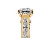 Solitaire Engagement Ring Setting for Cushion Cut Center with Channel Band and Double Claw Prong Head in Yellow Gold