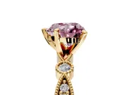 Solitaire Engagement Ring Setting for Fancy Pink Heart-Shaped Center with Milgrain Bezel Accents and Prong Head in Yellow Gold