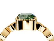 Vintage Station Engagement Ring Setting for Fancy Green Cushion Cut Center with Accents and Prong Head in Yellow Gold