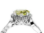 Halo Engagement Ring Setting for Fancy Yellow Heart-Shaped Center with Leaf Motif Split Shank and Prong Head in Platinum