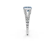 Solitaire Engagement Ring Setting for Fancy Blue Radiant Cut Center with Pave Split Shank and Prong Head in White Gold