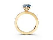 Solitaire Engagement Ring Setting for Fancy Blue Heart-Shaped Center with Channel Baguette Band and Prong Head in Yellow Gold
