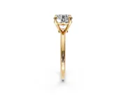 Minimalist Solitaire Engagement Ring Setting for Round Cut Center with Thin Band and Prong Head in Yellow Gold