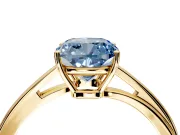Solitaire Engagement Ring Setting for Fancy Blue Cushion Cut Center with Plain Bypass Twist Band and Prong Head in Yellow Gold