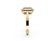 Starburst Halo Engagement Ring Setting for Emerald Cut Center with Flat Cathedral Band and Prong Head in Yellow Gold