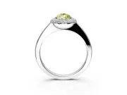 Halo Engagement Ring Setting for Fancy Yellow Pear-Shaped Center with Plain Tapered Band and Prong Head in Platinum