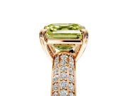 Solitaire Engagement Ring Setting for Fancy Yellow Asscher Cut Center with Multi-Row Pave Accents and Basket Head in Rose Gold
