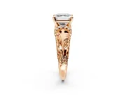 Solitaire Engagement Ring Setting for Asscher Cut Center with Filigree Accent Basket and Prong Head in Rose Gold