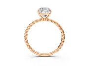 Solitaire Engagement Ring Setting for Cushion Cut Center with Plain Twisted Rope Band and Prong Head in Rose Gold
