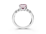 5 Stone Engagement Ring Setting for Fancy Pink Asscher Cut Center with Plain Band and Prong Head in Platinum