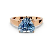 Solitaire Engagement Ring Setting for Fancy Blue Heart-Shaped Center with Tapered Split Shoulders and Prong Head in Rose Gold