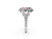 Double Halo Engagement Ring Setting for Fancy Pink Marquise Center with Narrow Pave Split Shank and Prong Head in Sterling Silver