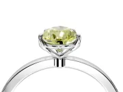 Solitaire Engagement Ring Setting for Fancy Yellow Pear-Shaped Center with Thin Rounded Plain Band and Prong Head in Sterling Silver