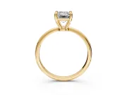 Minimalist Solitaire Engagement Ring Setting for Emerald Cut Center with Thin Band and Prong Head in Yellow Gold