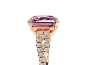 Solitaire Engagement Ring Setting for Fancy Pink Asscher Cut Center with Twisted Pave Split Shank and Prong Head in Rose Gold