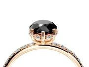Hidden Halo Engagement Ring Setting for Fancy Black Marquise Center with Pave Band and Prong Head in Rose Gold