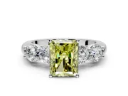 5 Stone Engagement Ring Setting for Fancy Yellow Radiant Cut Center with Graduated Accents and Prong Head in White Gold