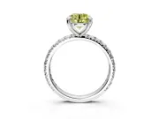 Solitaire Engagement Ring Setting for Fancy Yellow Round Cut Center with Shared-Prong Accents and Prong Head in Sterling Silver