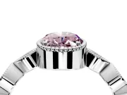 Vintage Station Engagement Ring Setting for Fancy Pink Oval Center with Accents and Prong Head in White Gold