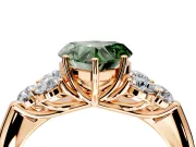 Cluster Engagement Ring Setting for Fancy Green Heart-Shaped Center with Round Cut Accent Frame and Prong Head in Rose Gold