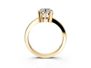 Solitaire Engagement Ring Setting for Round Cut Center with Plain Band and Flat Tab Prong Head in Yellow Gold
