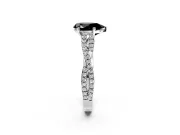 Solitaire Engagement Ring Setting for Fancy Black Pear-Shaped Center with Twisted Pave Split Shank and Prong Head in Sterling Silver