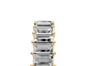 Baguette Lab-Grown Diamond Half Eternity Wedding Band with Shared-Prong Setting in Yellow Gold