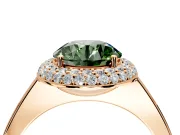 Halo Engagement Ring Setting for Fancy Green Round Cut Center with Plain Tapered Band and Prong Head in Rose Gold