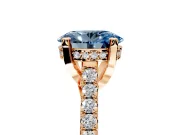 Solitaire Engagement Ring Setting for Fancy Blue Oval Center with Widening Pave Band and Claw Prong Head in Rose Gold