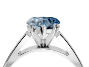 Solitaire Engagement Ring Setting for Fancy Blue Heart-Shaped Center with Tapered Split Shoulders and Prong Head in Platinum