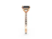 Solitaire Engagement Ring Setting for Fancy Black Asscher Cut Center with Fine Pave Narrow Band and Prong Head in Rose Gold