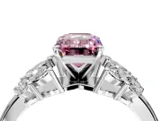 Leaf Cluster Engagement Ring Setting for Fancy Pink Emerald Cut Center with Marquise Accents and Prong Head in Platinum
