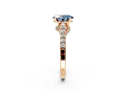 Solitaire Engagement Ring Setting for Fancy Blue Oval Center with Crossover Accents and Prong Head in Rose Gold