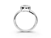 Solitaire Engagement Ring Setting for Cushion Cut Center with Wide Band and Bezel Head in Platinum