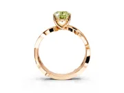 Solitaire Engagement Ring Setting for Fancy Yellow Oval Center with Pave and Plain Crossover Band and Prong Head in Rose Gold