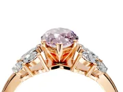 Leaf Cluster Engagement Ring Setting for Fancy Pink Marquise Center with Marquise Accents and Prong Head in Rose Gold