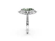 Floral Halo Engagement Ring Setting for Fancy Green Marquise Center with Pave Accents and Prong Head in Platinum