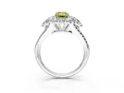 Halo Engagement Ring Setting for Fancy Yellow Emerald Cut Center with Two-Strand Split Shank and Prong Head in Platinum