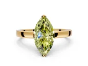 Solitaire Engagement Ring Setting for Fancy Yellow Marquise Center with Plain Band and Flat Tab Prong Head in Yellow Gold