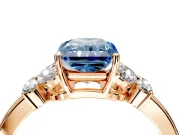 Solitaire Engagement Ring Setting for Fancy Blue Radiant Cut Center with Marquise Flower Shoulders and Prong Head in Rose Gold